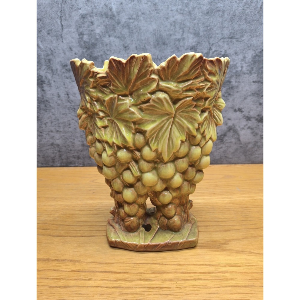 Vintage #287 McCoy 9" Two‎ Tone Decorated Vase 1951 - Green & Brown